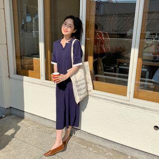 Ringer Knit Long Polo Dress