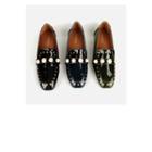 Faux-pearl Accent Studded-detail Loafers