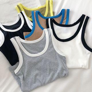 Contrast Trim Sleeveless Ribbed Top