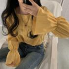Flared-cuff Blouse Yellow - One Size