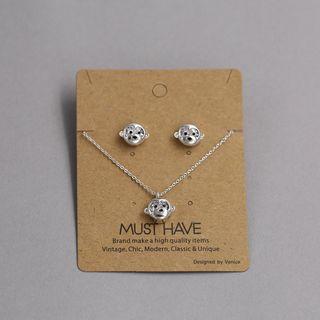 Rhinestone Monkey Stud Earrings / Necklace