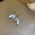 Leaf Rhinestone Alloy Dangle Earring 1 Pair - Hoop Earrings - Gold - One Size