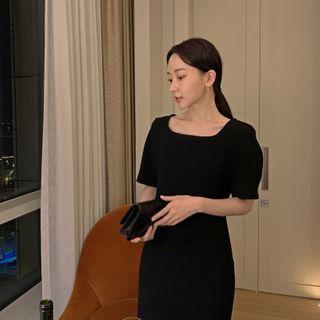Square-neck H-line Long Dress