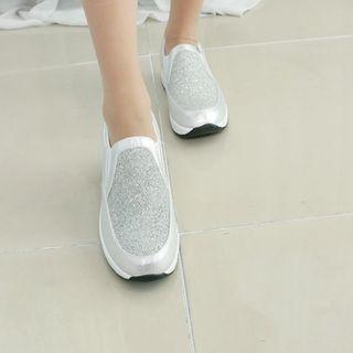 Petite Size - Glittered Laceless Sneakers