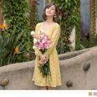 Long Sleeve V-nekc Lace A-line Dress