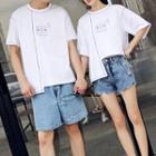 Couple Matching Short-sleeve Radio Print T-shirt