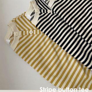 Button-up Striped T-shirt