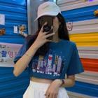 City Print Short-sleeve Cropped T-shirt