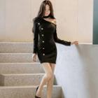 Off Shoulder Long-sleeve Sheath Dress