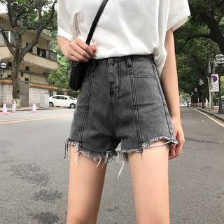 High Waist Washed Jeans Shorts