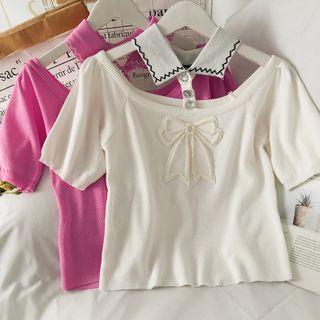 Details Ribbon-accent Choker Top