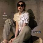 Short-sleeve Buttoned Top / Pants