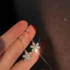 Rhinestone Flower Drop 925 Sterling Silver Earring