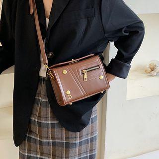 Faux Leather Rivet Crossbody Bag