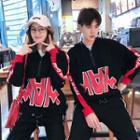 Couple Matching Printed Hoodie / Lettering Strap Sweatpants