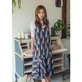 Spaghetti-strap Patten Midi Dress