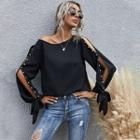 Cold-shoulder Faux Pearl Blouse