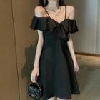 Ruffled Strapless V-neck Dress