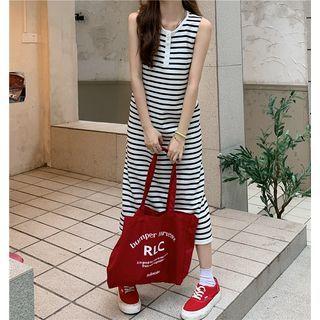 Striped Midi Tank Dress Black & White - One Size
