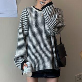Striped Sweater Plaid - Black & White - One Size