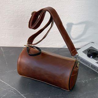 Faux Leather Barrel Crossbody Bag Coffee - One Size