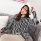 Striped Loose-fit Sweater Black - One Size