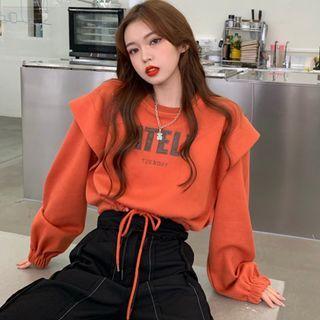 Lettering Print Drawstring-waist Sweatshirt