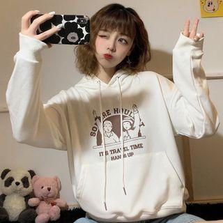 Front Pocket Cartoon Print Hooded Sweatshirt