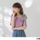 Asymmetric Tie-shoulder Ruffle Chiffon Top