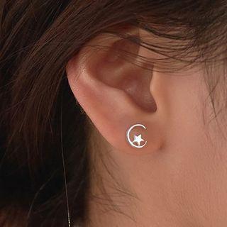 Moon & Star Sterling Silver Earring