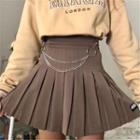 Chain Detail Pleated Mini Skirt