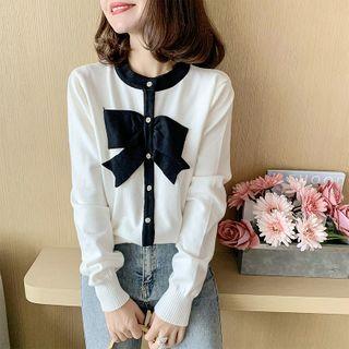 Ribbon Contrast Trim Knit Top