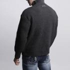 High-neck Rib-knit Wool Blend Sweater (black)