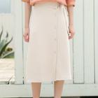 Buttoned Midi Chiffon Skirt