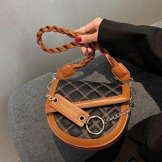 Plaid Faux Leather Saddle Crossbody Bag