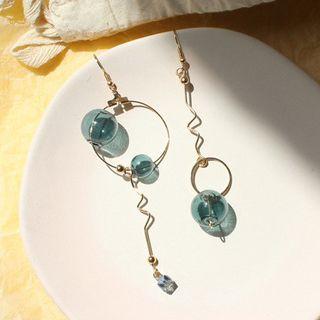 Non-matching Bubble Swirl Mini Hoop Dangle Earring