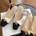 Color Panel Bow Mary Jane Shoes