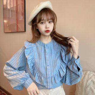 Lantern-sleeve Ruffle Blouse