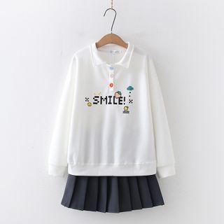 Set: Print Sweatshirt + Pleated Skirt