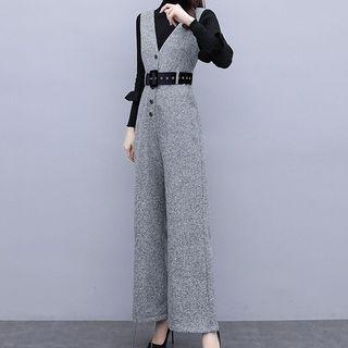 Mock-neck Knit Top / Sleeveless Jumpsuit / Set