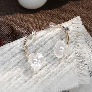 925 Sterling Silver Flower Earring 761 - 1 Pair - Earrings - Gold - One Size