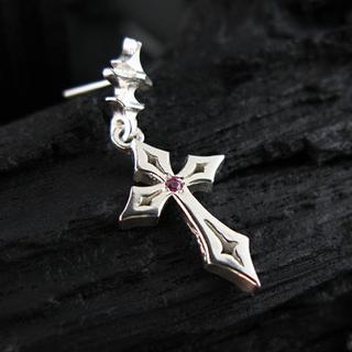 Hand Made Cross Pink Sapphire Single Earring