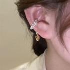 Rhinestone Faux Pearl Alloy Cuff Earring 1 Pc - Gold - One Size