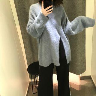 Mock Neck Front-slit Sweater