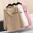 Lettering V-neck Hoodie
