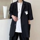 Elbow-sleeve Tag Patched Blazer