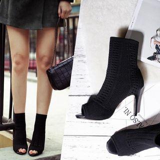 Peep-toe High-heel Mid-calf Boots