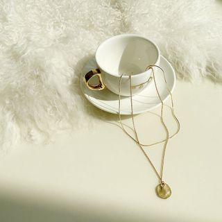 Medallion Chain Necklace Set (2 Pcs) Gold - One Size