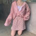 Plain Shirt / Leopard A-line Skirt