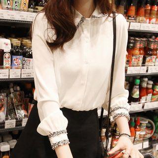 Chiffon Plain Loose-fit Blouse